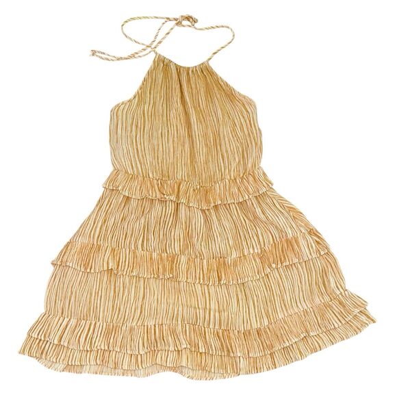 Lulus Ruffled Halter Dress Size XS Mini Downright Darling Mustard Yellow - Picture 2 of 12